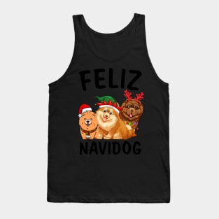 Feliz Navidog Chow Chow Reindeer Christmas Light Tank Top